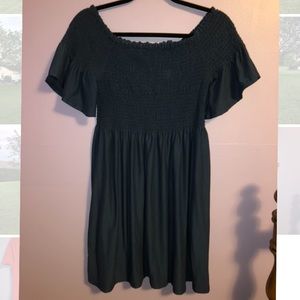 Navy off the should dress